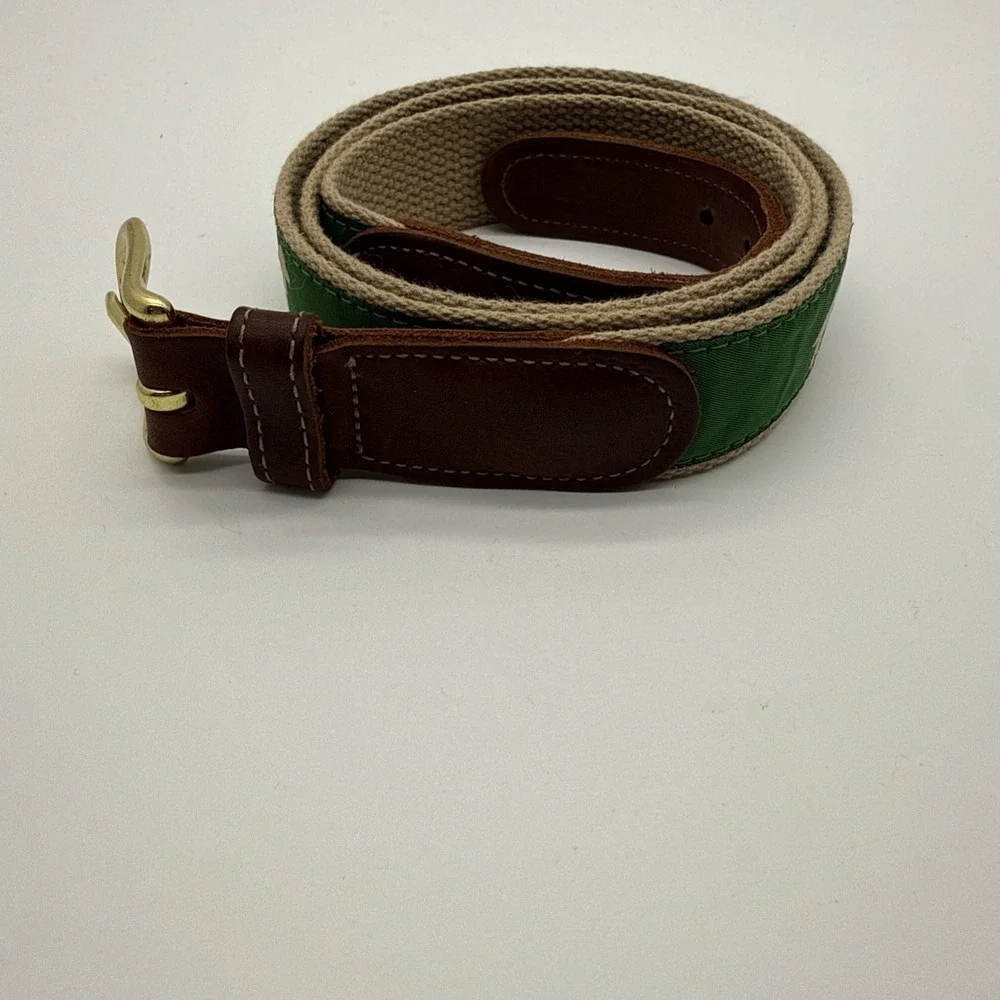 Preston Leather Products Canvas Belt Green Retriever Dog Labrador Size 42 USA